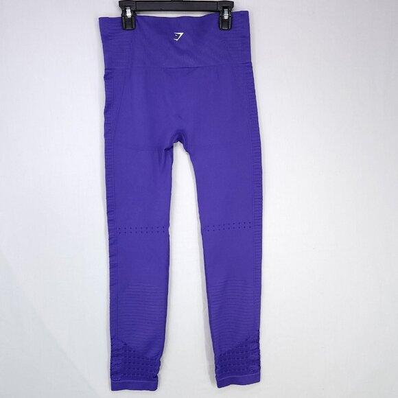 Gymshark Womens Crop Leggings Size Small Purple High Waist Workout Active - Picture 2 of 12